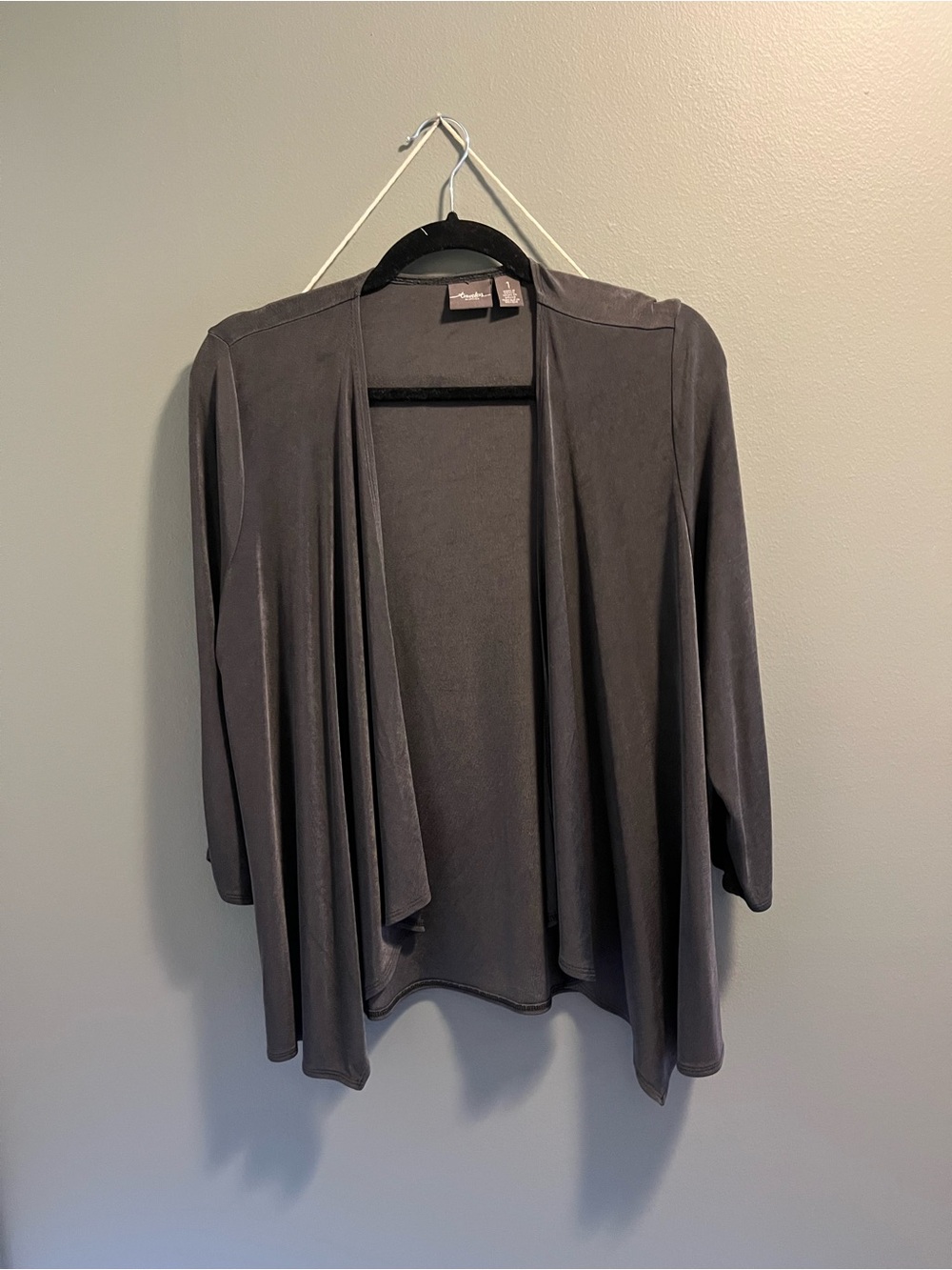 Chico's Dark Gray Open-Front Draped Cardigan